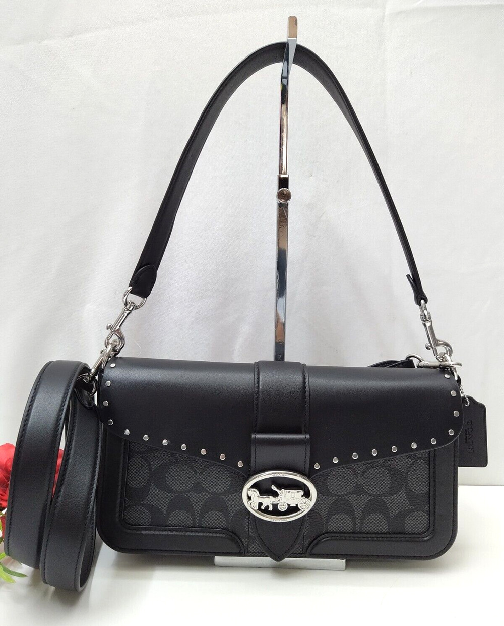Coach Georgie Colorblock Signature Canvas With Rivets Shoulder Bag - NWT $450
